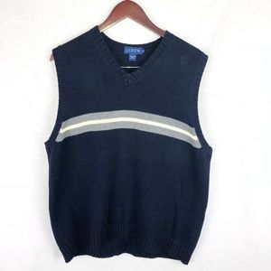 J. Crew navy vest with gray and white stripe